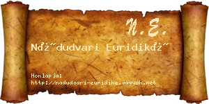 Nádudvari Euridiké névjegykártya